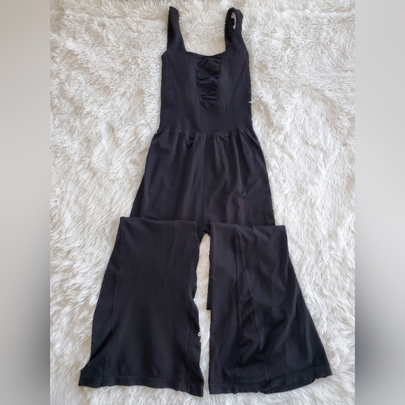 Free People Pants - Free People Good Karma Flared Onesie Solid Black